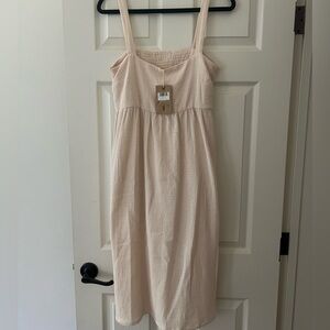 Knot Sisters Long Cotton Bubble Gauze Smocked Peach Sundress